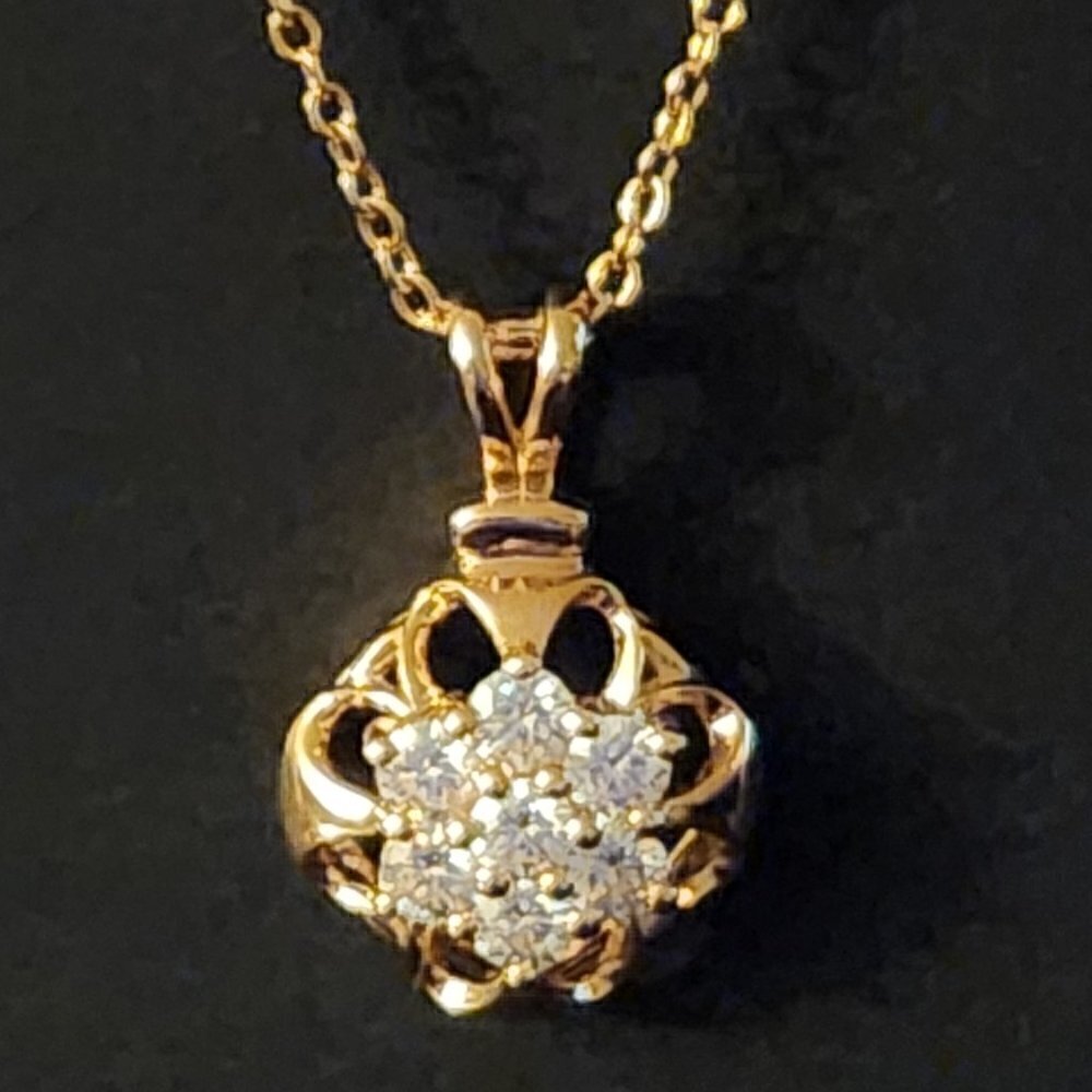 JTV 14K Yellow Gold Sterling Silver Moissanite Fire Pendant